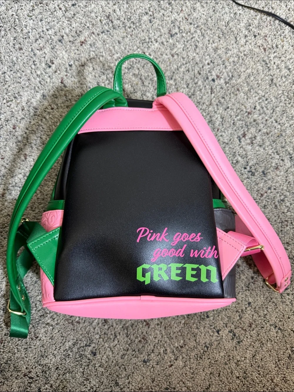 Wicked x Loungefly Universal Pink & Black Backpack Pink & Green Cameo Design NEW
